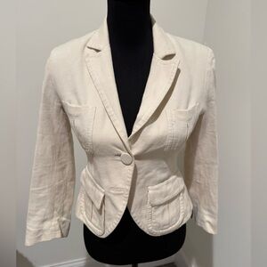 L.A.M.B. Gwen Stefani VTG Y2K Harajuku Cream Cotton Gatsby Blazer Sz 2 RARE